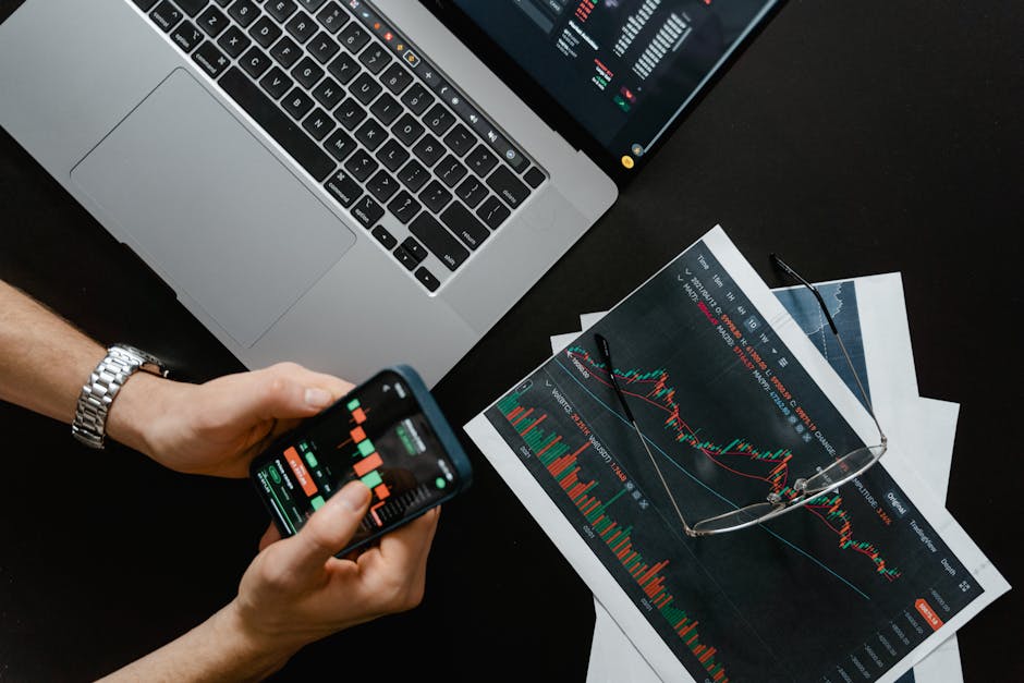 Stock market chart laptop for comparing finance documentary channels