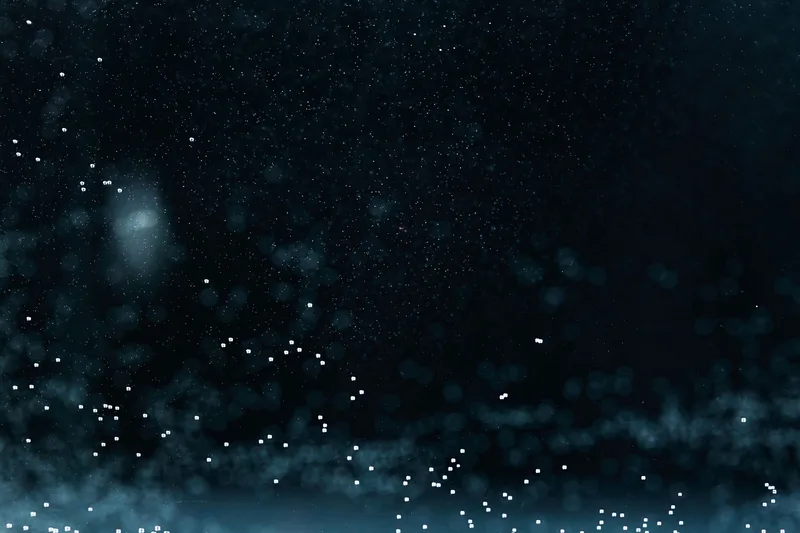 Dynamic abstract particles and splash motion representing AI-generated video output from generative models